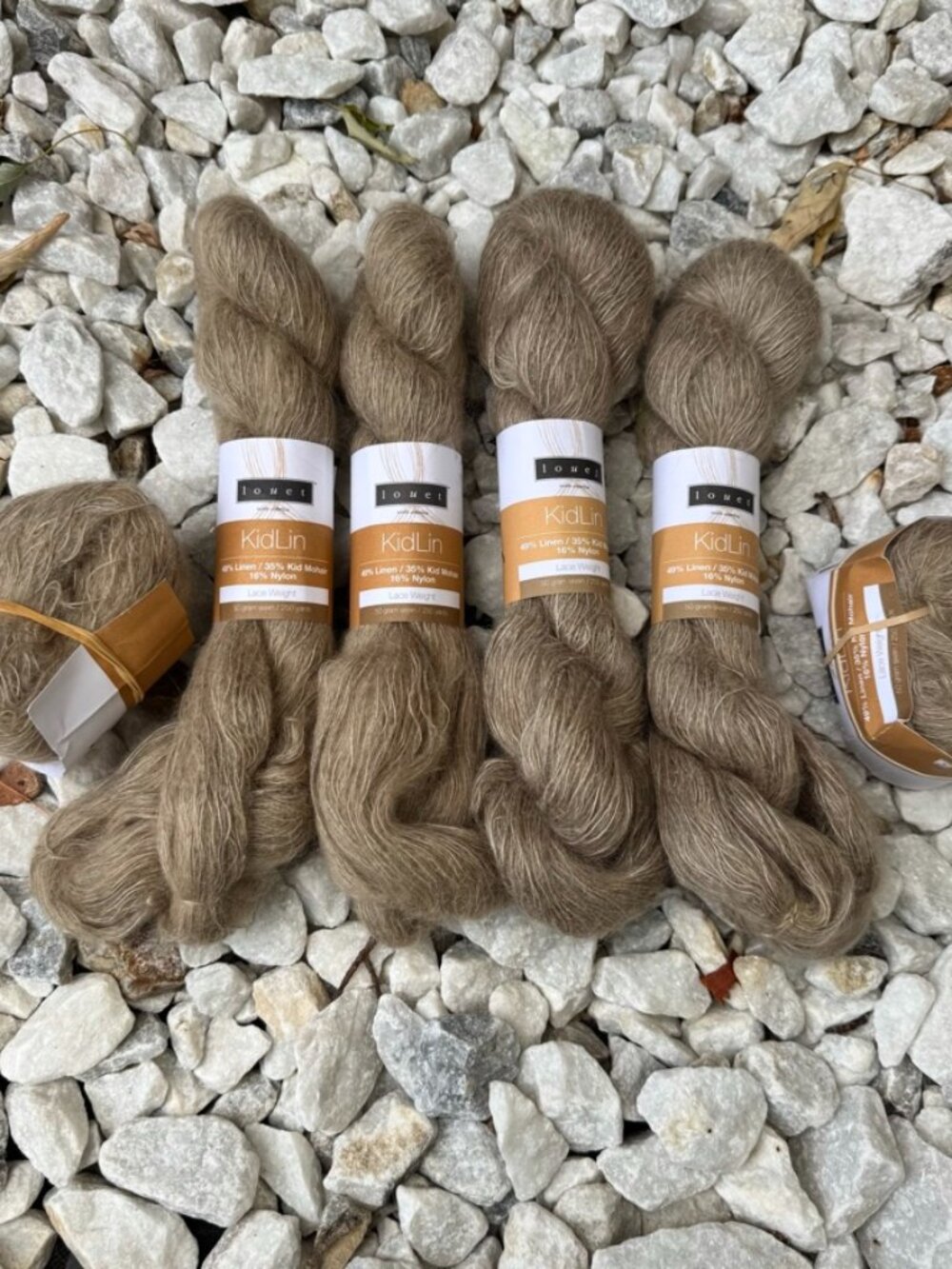 KidLin Tan Beige Linen Kid Mohair Sweater Quantity Yarn Destatsh 6 Skeins
